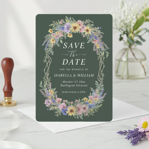 Invitation Économie Bohème Fleur Sauvage Enregistrer La Date