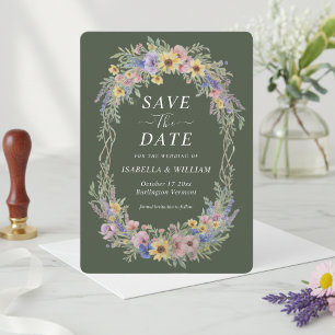 Invitation Économique Bohème Fleur Sauvage Sauvegarder La Dat