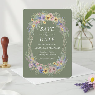 Invitation Économisez la date Bohème Rustique Fleur Sauvage V