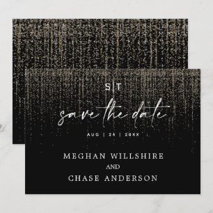 Invitation Économisez la date moderne aux reflets de champagn