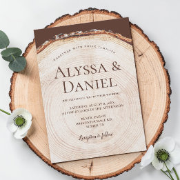 Invitation Écorce d'arbre de bois rustique mariage anneau