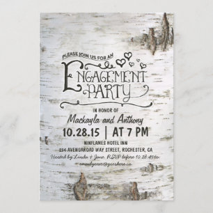 Invitation écorce de bouleau rustique pays engagement partie 
