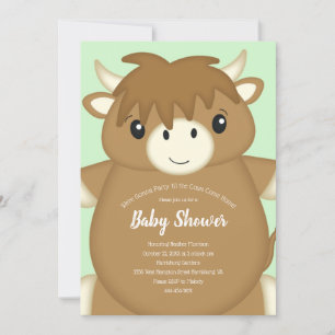 Invitation écossais Highland Baby shower de vache vert