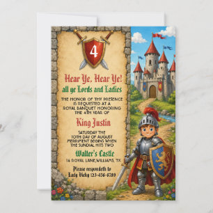 Invitation Écoutez, Ô Annonce Royale d'Anniversaire Médiéval 