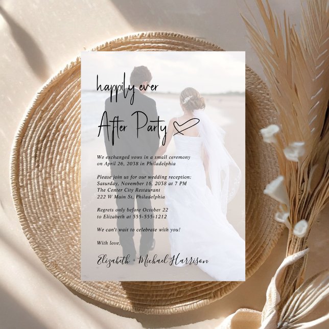 Invitation Écran Chic Photo Overlay Mariage Réception (An chic Happily Ever After Party invitation for your wedding celebration)
