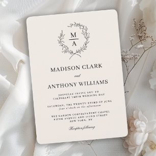 Invitation Écran clair Simple Élégant Mariage Monogramme
