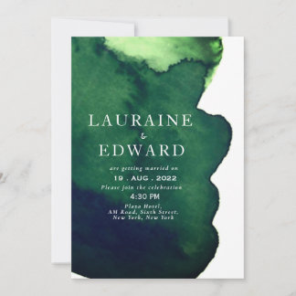 Invitation Ecran vert foncé Emerald minimaliste abstrait