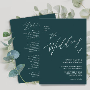 Invitation Écran Vert Moderne Tout en un minimaliste Mariage