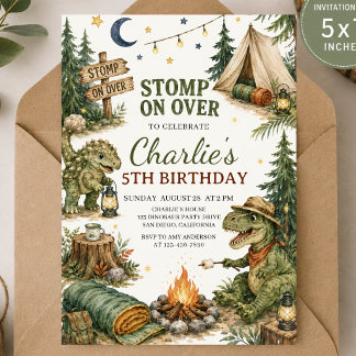 Invitation ÉCRASEZ LES Dinosaure Fête d'anniversaire de campi