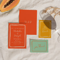 Écrit à la main Bright Orange Retro Mariage unique