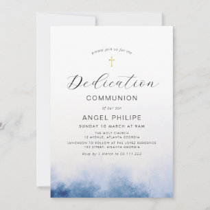 Invitation écriture bleu aquarelle