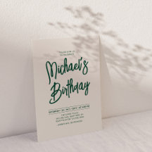 Écriture Chic Vert & Beige Écran de Lettres Fête d