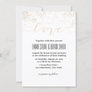 Invitation Écriture de mariage d'amour de points de confettis