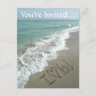 Invitation Ecriture de sable sur la plage, I Love You Invitat