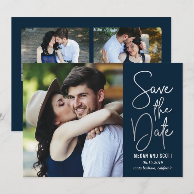 Invitation Écriture Élégante ÉDITABLE COULEUR Enregistrez La  (Devant / Derrière)