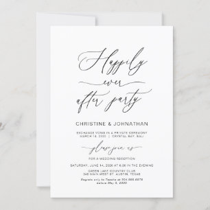 Invitation Écriture Élégante, Noir, Fuite de Mariage