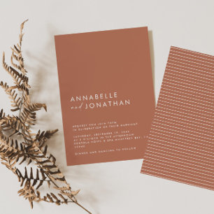 Invitation Écriture en terre cuite moderne mariage contempora