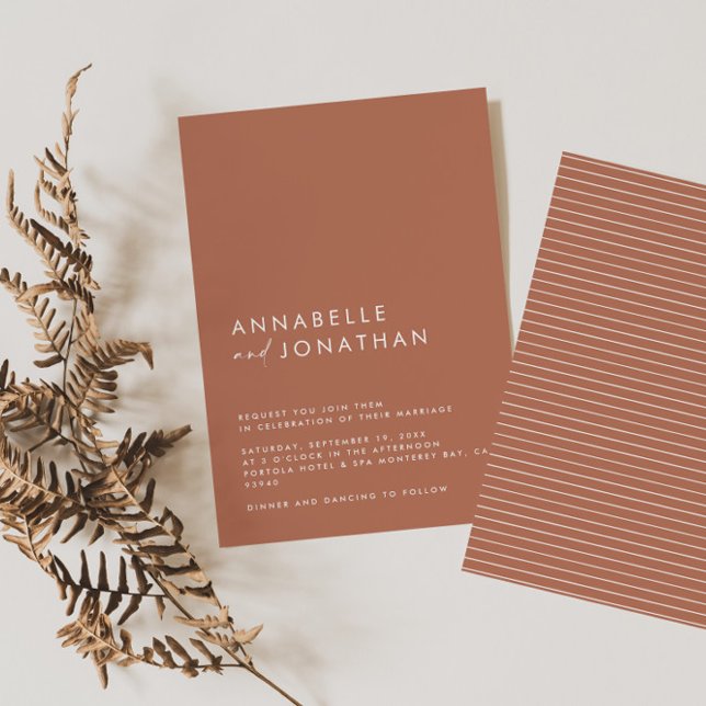 Invitation Écriture en terre cuite moderne mariage contempora (Créateur téléchargé)