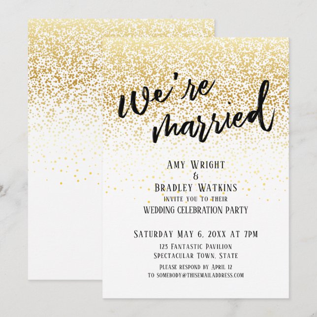 Invitation Écriture Informelle Nous sommes mariés Confettis d (Devant / Derrière)