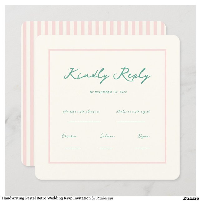 Invitation Écriture Manuelle Pastel Retro Mariage Rsvp Invita (Créateur téléchargé)
