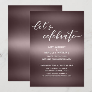 Invitation Écriture manuscrite Célébrons sur simple rose gold
