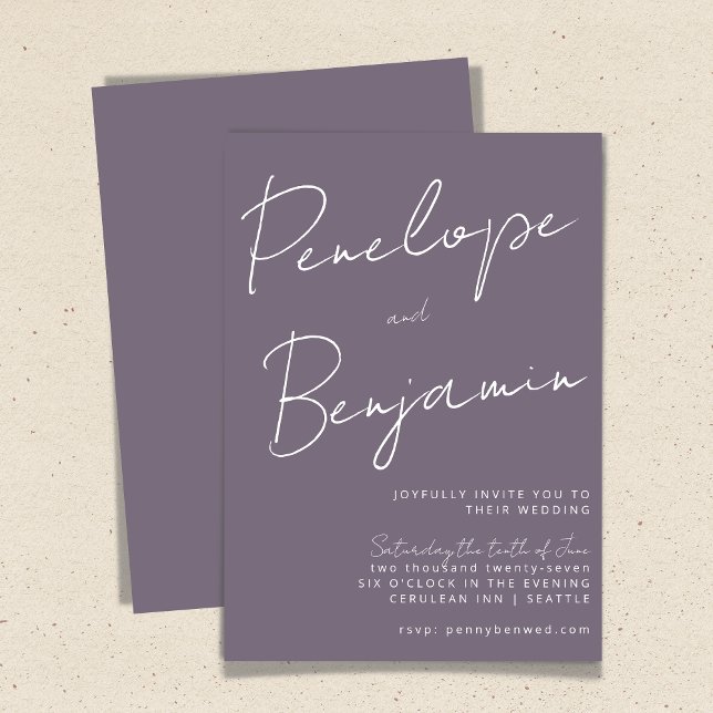 Invitation Écriture manuscrite de script moderne Dusty Mariag (Créateur téléchargé)