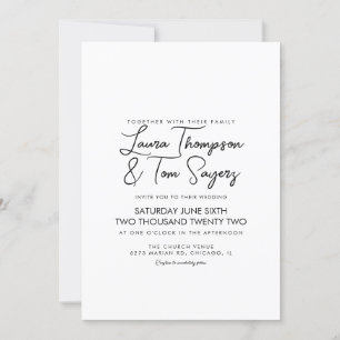 Invitation Écriture Manuscrite Minimaliste Mariage Noir