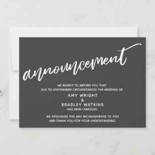 Invitation Écriture Manuscrite Moderne Mariage Annulé Gris Fo