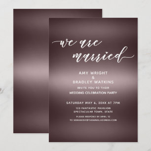 Invitation Écriture manuscrite Nous sommes mariés sur or rose