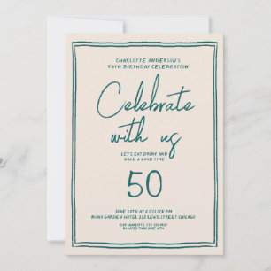 Invitation Écriture manuscrite Retro 50th Birthday Party
