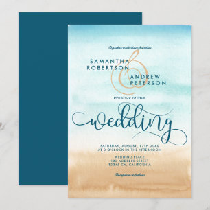 Invitation Écriture mariage chic sur la plage de destination