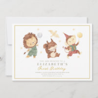 Écureuil mignon, lion et singe Premier anniversair