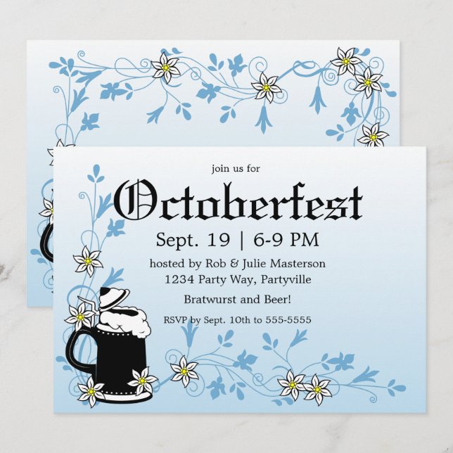 Invitation Edelweiss et Stein Elegant Oktoberfest (Devant / Derrière)