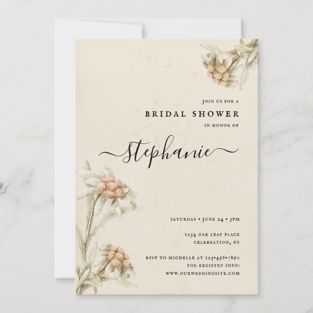 Invitation Edelweiss Floral Bridal (Devant)