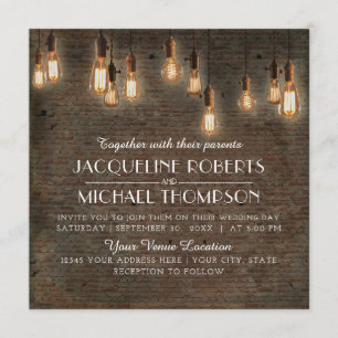 Invitation Edison vintage allume la brique industrielle