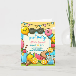 Invitation Editab PoolFête Anniversaire pour les enfants Amus