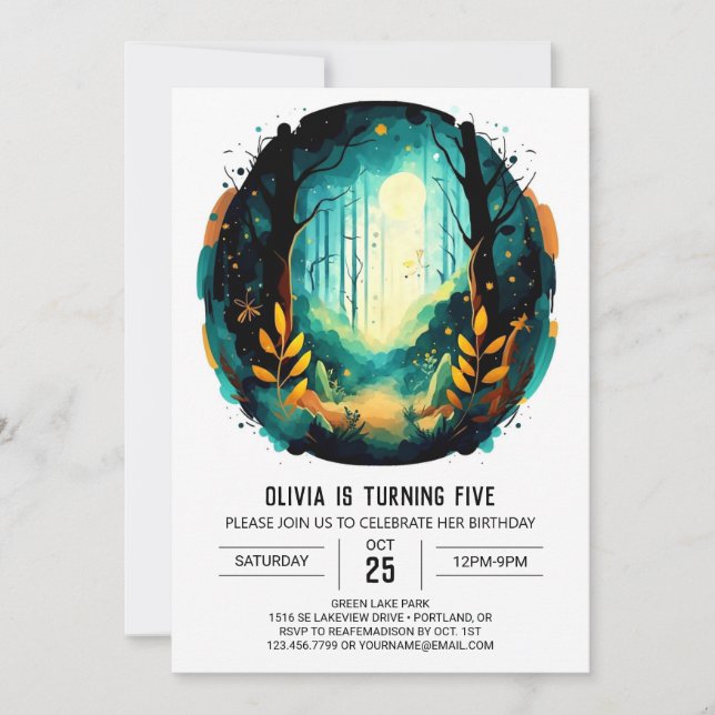 Invitation Editable Adventure Nature Woodland Anniversaire (Devant)