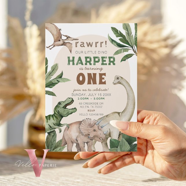 Invitation Editable "AGE" Dinosaurs Trex Wild Birthday (Créateur téléchargé)