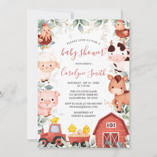 Invitation ÉDITABLE Baby shower agricole