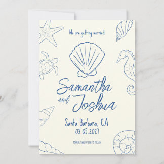 Invitation Editable Beach Wedding Save the Date Card