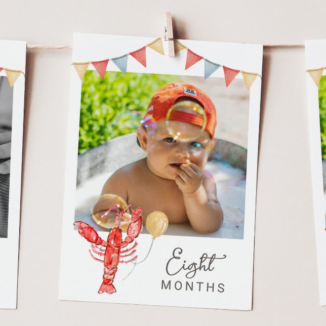 Invitation Editable Crawfish Monthly Photo Banner Card (Créateur téléchargé)