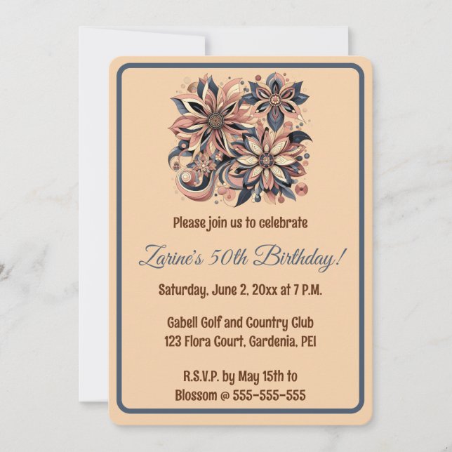 Invitation Editable Flowers and Swirls (Devant)