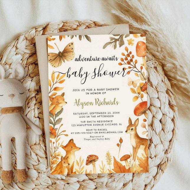 Invitation Editable Gender Neutral Fall Woodland Baby Shower (Créateur téléchargé)