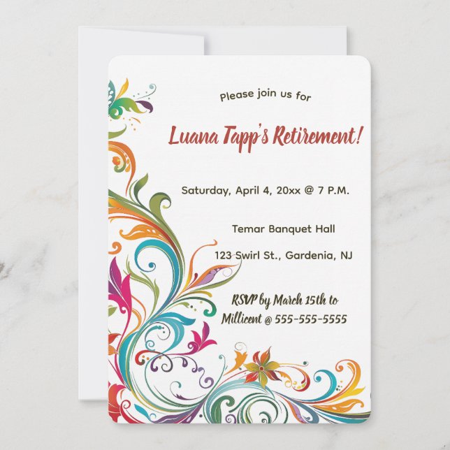 Invitation Editable Leaves and Swirls (Devant)