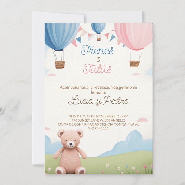 Invitation Editable Moderne Boho Spanish Genre Revela (Devant)
