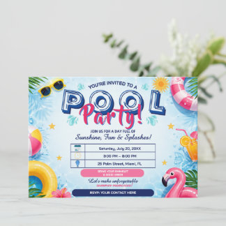 Invitation éditable pour une fête de piscine lumin