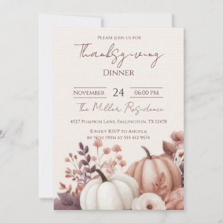 Invitation Editable Rustic Autumn Thanksgiving Dinner Invitat
