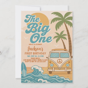 Invitation Editable Surfing The Big One Boy 1er anniversaire