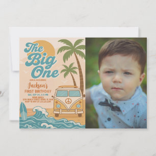 Invitation Editable Surfing The Big One Boy 1er anniversaire
