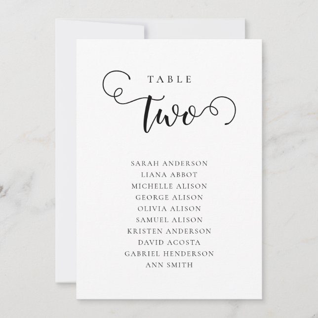 Invitation Editable Table Number Seating Chart Card (Devant)
